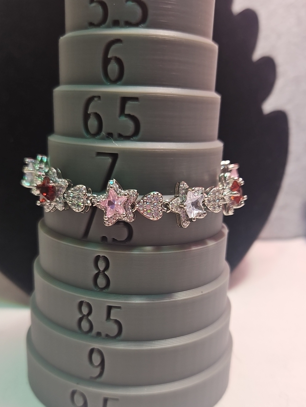Silver Star & Heart Crystal Bracelet - Multicolor